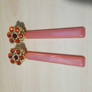 RACHEL COMEY Mission Acrylic Matchstick Drop Earrings Rhinestone Clutter ~ NWOT